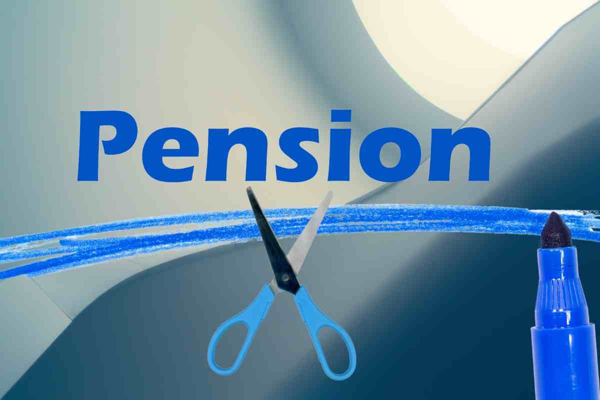 forbici e scritta pensione