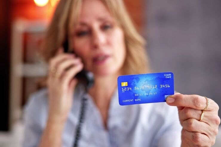 Donna al telefono con carta in mano