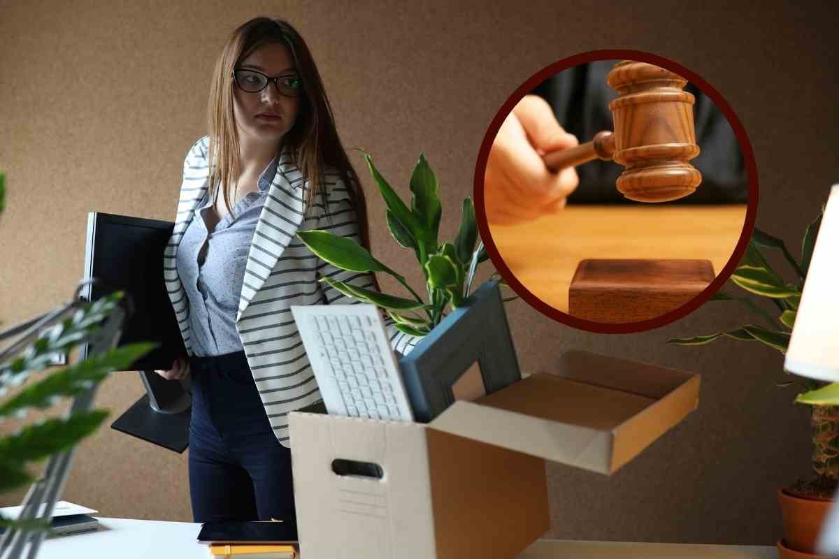 Donna e scatola sulla scrivania