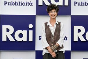 Veronica Pivetti durante uno shooting Rai