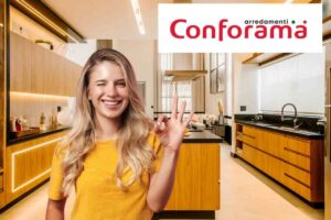 mobili, donna felice, logo conforama