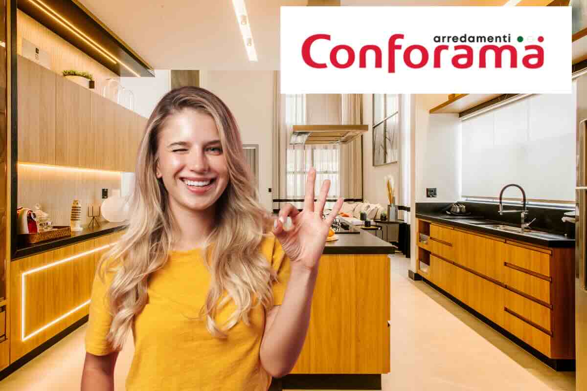 mobili, donna felice, logo conforama