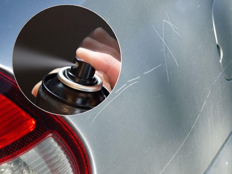sfondo graffi sull'auto, in evidenza lacca spray